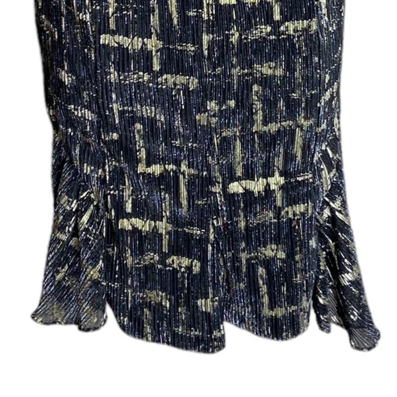 NWT Ieena Mac Duggal Black & Gold Metallic Ruffle Hem Midi Dress size 6 - Picture 6 of 8